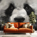 Monochrome Panda Portrait Mural Wallpaper — Artistic Wildlife Wall Art Mural Wallpaper - pure wallpaper artwork