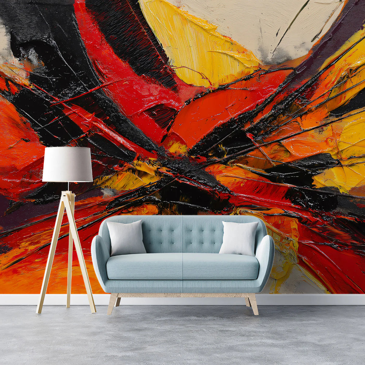 Abstract Impasto Brushstroke Mural Wallpaper — Vibrant Art Mural Wallpaper - pure wallpaper artwork