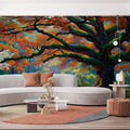 Autumn Oak Impressionist Mural Wallpaper — Vibrant Forest Scene Mural Wallpaper - pure wallpaper artwork