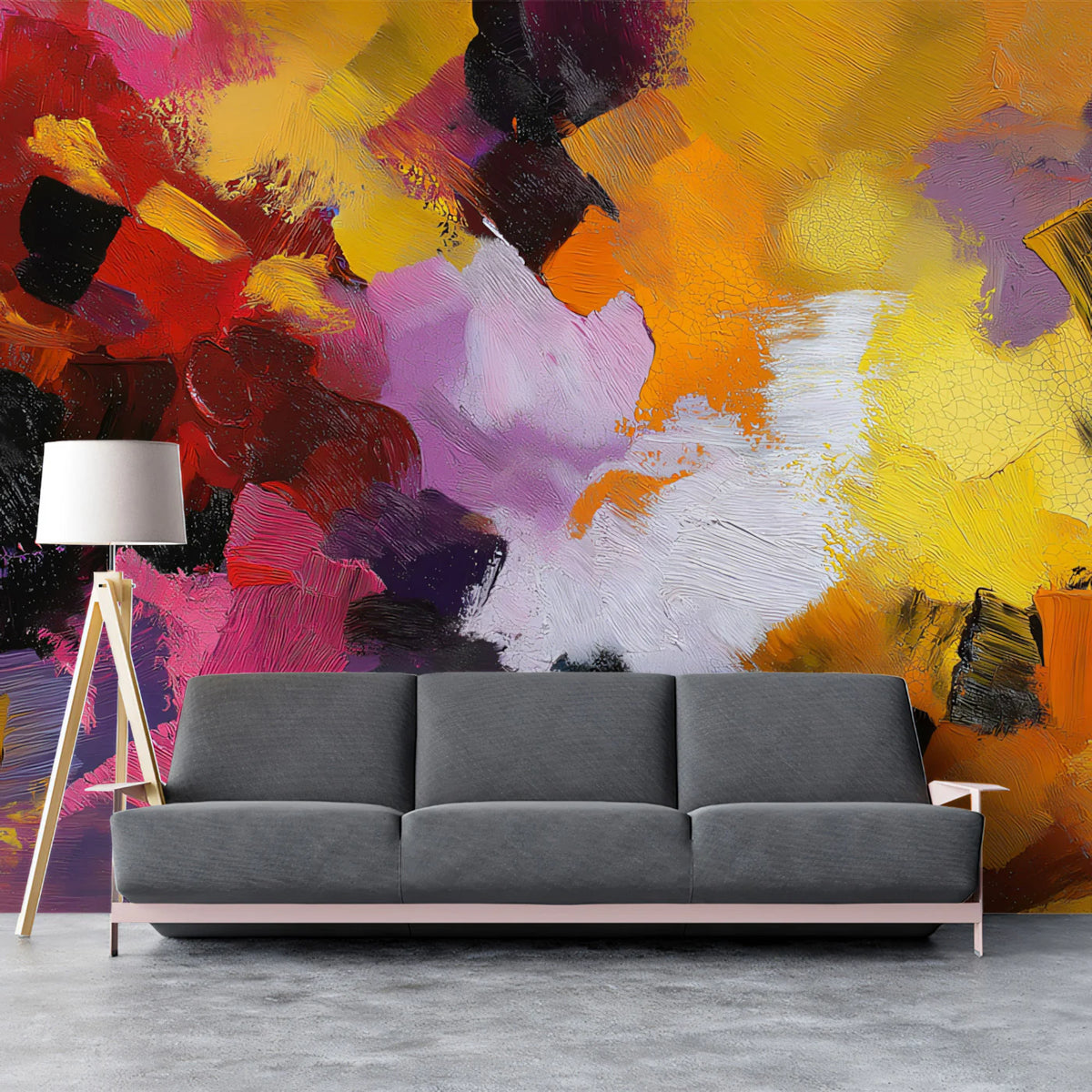 Abstract Impasto Brushstroke Mural Wallpaper — Vibrant Art Mural Wallpaper - pure wallpaper artwork