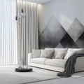 Geometric Misty Mountain Mural Wallpaper — Minimalist Landscape Mural Wallpaper - pure wallpaper artwork
