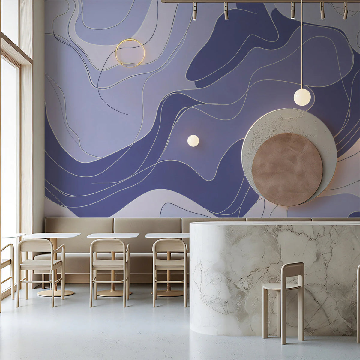 Abstract Lavender Wave Mural Wallpaper — Modern Fluid Art Mural Wallpaper - pure wallpaper artwork
