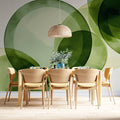 Abstract Overlapping Circles Mural Wallpaper in Green and Yellow Mural Wallpaper - pure wallpaper artwork
