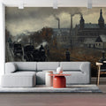 Industrial Heritage Train Mural Wallpaper — Moody Urban Landscape Mural Wallpaper - pure wallpaper artwork