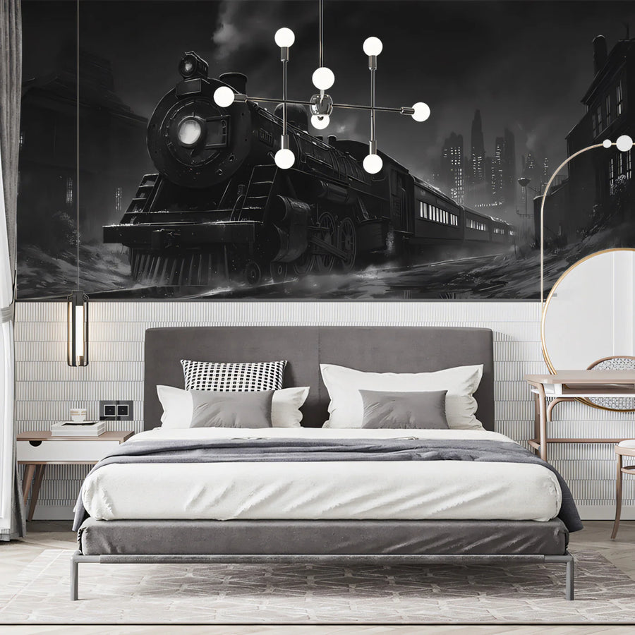 Industrial Complex Sketch Mural Wallpaper — Intricate Line Art Design Mural Wallpaper