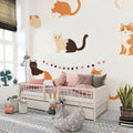 Illustrated Cat Friends Mural Wallpaper — Whimsical Home Decor Mural Wallpaper - pure wallpaper artwork