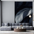 Floating Monochrome Feather Mural Wallpaper — Moody Artistic Pattern Mural Wallpaper - pure wallpaper artwork