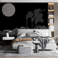 Industrial Nightscape Mural Wallpaper — Stark Lunar Skyline Mural Wallpaper - pure wallpaper artwork