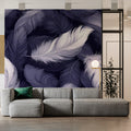 Floating Purple Feather Mural Wallpaper — Ethereal Art Pattern Mural Wallpaper - pure wallpaper artwork