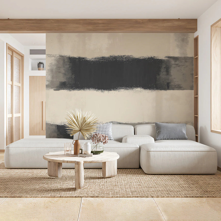 Abstract Brushstroke Stripe Mural Wallpaper — Modern Monochrome Mural Wallpaper