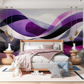 Abstract Violet Wave Mural Wallpaper — Dynamic Modern Art Mural Wallpaper - pure wallpaper artwork