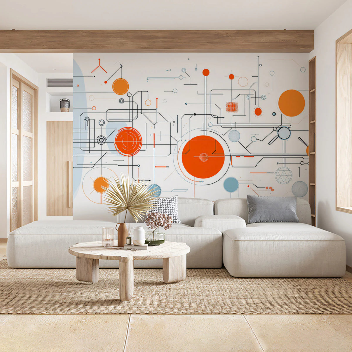 Circuitry Node Mural Wallpaper — Geometric Tech Wall Art Mural Wallpaper - pure wallpaper artwork
