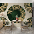 Emerald and Gold Concentric Circles Mural Wallpaper - pure wallpaper artwork