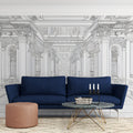 Classical Palace Architectural Sketch Mural Wallpaper - pure wallpaper artwork