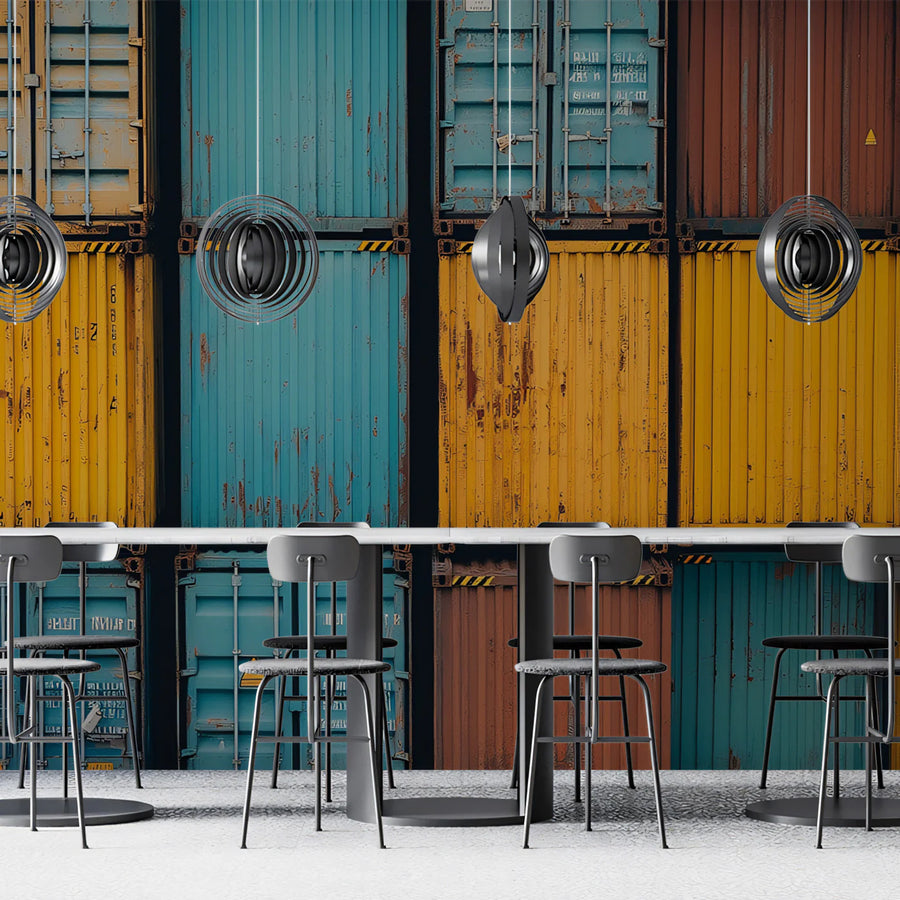 Stacked Industrial Shipping Containers Mural Wallpaper