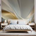 Metallic Ribbon Flow Mural Wallpaper — Elegant Abstract Waves Mural Wallpaper - pure wallpaper artwork