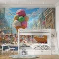 Candy Festival Celebration Mural Wallpaper — Whimsical Town Square Mural Wallpaper - pure wallpaper artwork