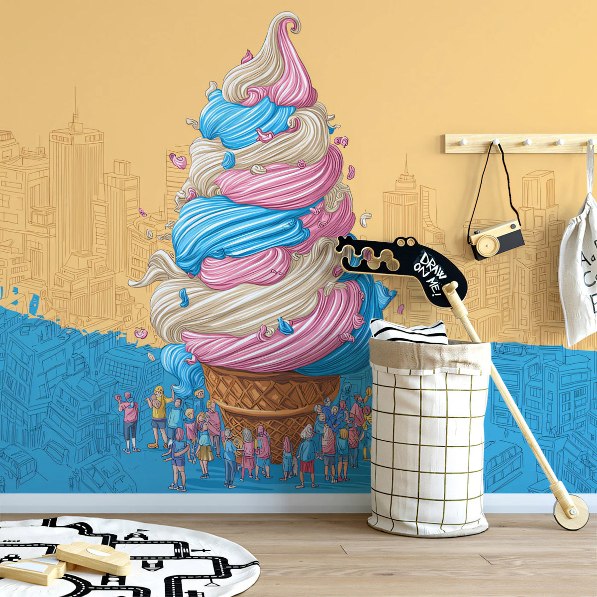 Giant Ice Cream City Mural Wallpaper — Playful Urban Pop Art Mural Wallpaper - pure wallpaper artwork
