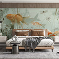 Koi Pond Mural Wallpaper — Whimsical Aquatic Art for Home Mural Wallpaper - pure wallpaper artwork