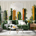 Eco-Urban Skyline Mural Wallpaper — Modern Architectural Nature Art Mural Wallpaper - pure wallpaper artwork