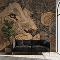Lion King Line Art Mural Wallpaper — Sophisticated Sketch Design Mural Wallpaper - pure wallpaper artwork