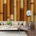 Natural Bamboo Stalks Mural Wallpaper — Rustic Earthy Tones Mural Wallpaper - pure wallpaper artwork