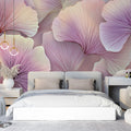Abstract Ginkgo Leaf Mural Wallpaper — Soft Botanical Art Mural Wallpaper - pure wallpaper artwork
