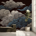 Swirling Cloud Mural Wallpaper — Ink-Style Sky Illustration Mural Wallpaper - pure wallpaper artwork