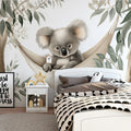 Koala in Hammock Mural Wallpaper — Whimsical Woodland Art Mural Wallpaper - pure wallpaper artwork