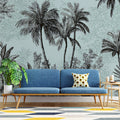 Monochrome Palm Forest Mural Wallpaper — Botanical Line Art Mural Wallpaper - pure wallpaper artwork