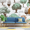 Hand-Drawn Woodland Mural Wallpaper — Whimsical Sketch Pattern Mural Wallpaper - pure wallpaper artwork