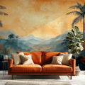 Misty Tropical Mountain Landscape Mural Wallpaper Ethereal Sunset Art Mural Wallpaper - pure wallpaper artwork