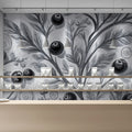 Monochrome Berry Branch Mural Wallpaper — Artistic Botanical Mural Wallpaper - pure wallpaper artwork