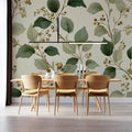 Eucalyptus & Berry Vine Mural Wallpaper — Botanical Art Pattern Mural Wallpaper - pure wallpaper artwork
