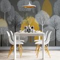 Autumn Grove Mural Wallpaper — Stylized Scandinavian Forest Scene Mural Wallpaper - pure wallpaper artwork
