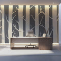 Graphic Birch Forest Mural Wallpaper — Modern Nature Wall Decor Mural Wallpaper - pure wallpaper artwork