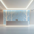 Winter Birch Forest Mural Wallpaper in Pale Blue and Gold Mural Wallpaper - pure wallpaper artwork