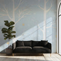 Starry Winter Forest Mural Wallpaper — Whimsical Sky Blue Mural Wallpaper - pure wallpaper artwork