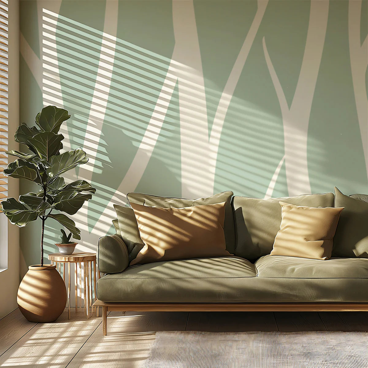Abstract Twig Mural Wallpaper — Minimalist Nature Pattern Mural Wallpaper - pure wallpaper artwork