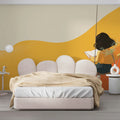 Girl Reading on a Swing Mural Wallpaper — Warm Minimalist Abstract Mural Wallpaper - pure wallpaper artwork