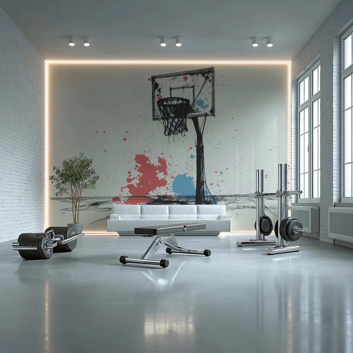 Urban Hoops Mural Wallpaper — Sketchy Street Art Style Mural Wallpaper - pure wallpaper artwork