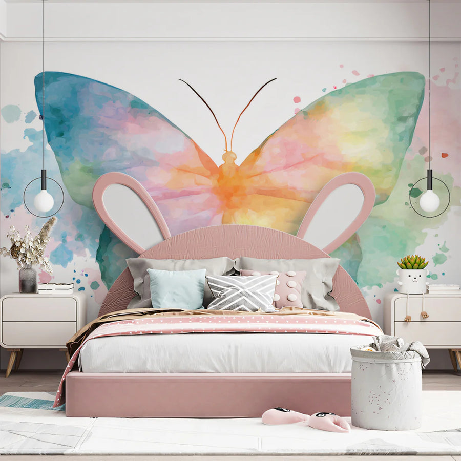 Rainbow Watercolor Butterfly Mural Wallpaper — Artistic Expression Mural Wallpaper