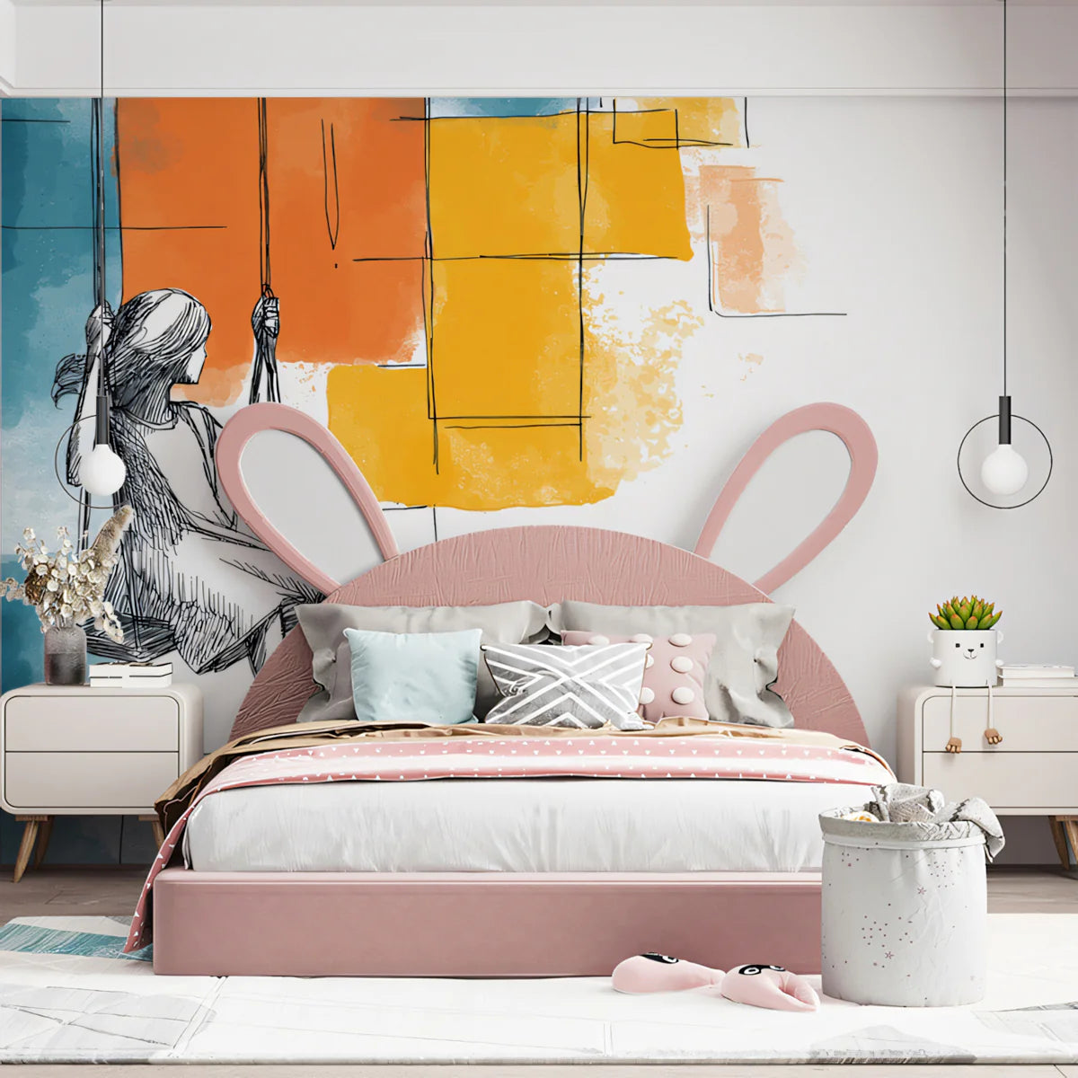Urban Swing Mural Wallpaper — Abstract Artistic Sketch Mural Wallpaper - pure wallpaper artwork