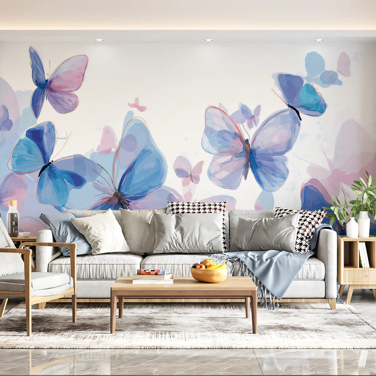 Ethereal Butterfly Swarm Mural Wallpaper — Watercolor Art Mural Wallpaper - pure wallpaper artwork