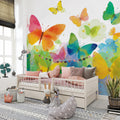 Watercolor Butterfly Meadow Mural Wallpaper — Whimsical Art Mural Wallpaper - pure wallpaper artwork