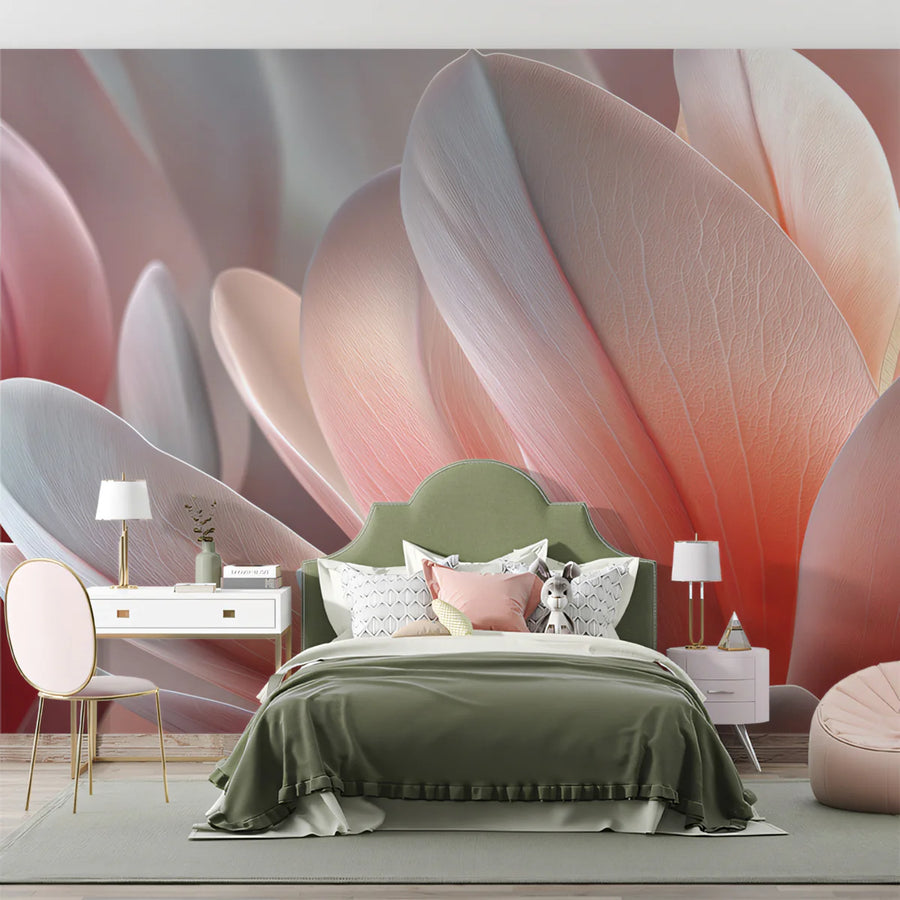 Macro Petal Gradient Mural Wallpaper — Soft Pink Floral Art Mural Wallpaper
