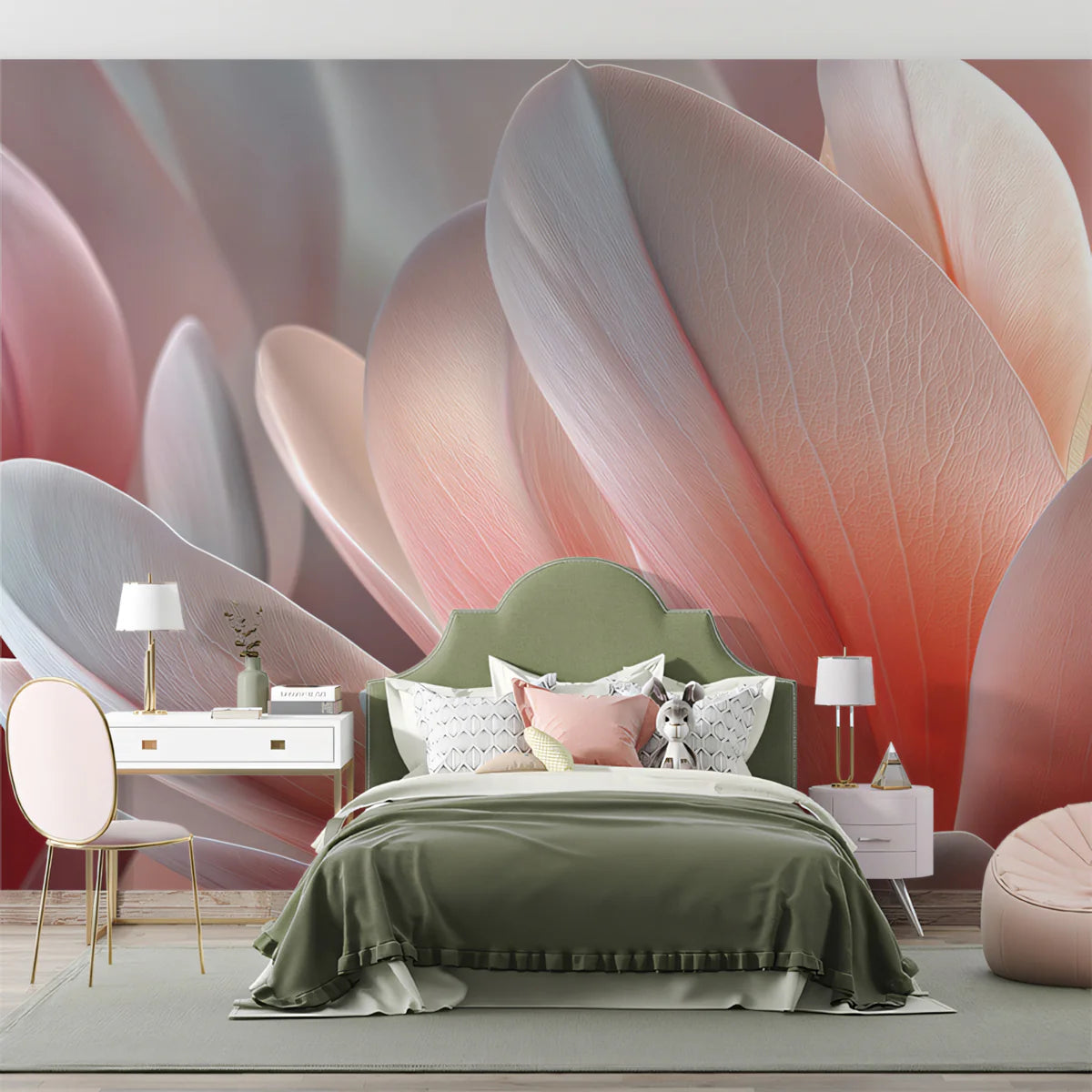 Macro Petal Gradient Mural Wallpaper — Soft Pink Floral Art Mural Wallpaper - pure wallpaper artwork