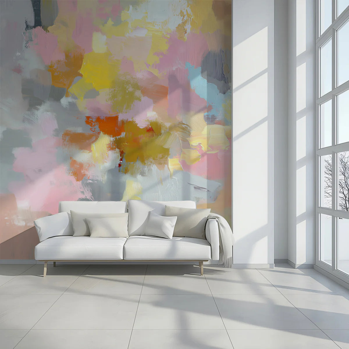 Abstract Impressionist Brushstroke Mural Wallpaper — Multicolored Mural Wallpaper - pure wallpaper artwork