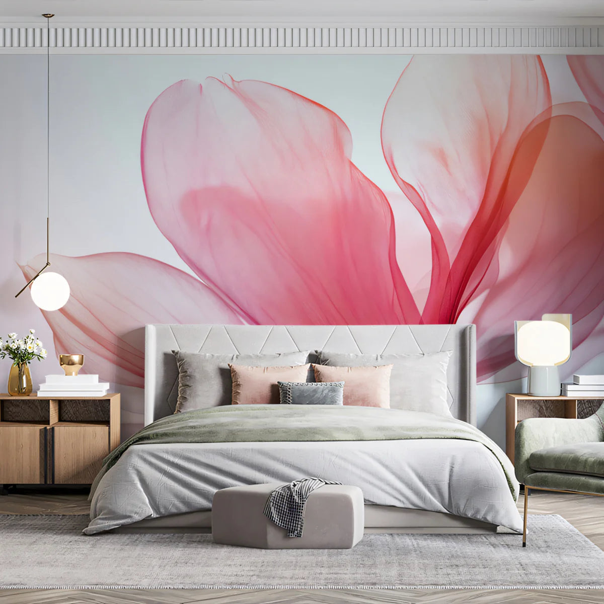 Translucent Pink Orchid Mural Wallpaper — Ethereal Macro Floral Art Mural Wallpaper - pure wallpaper artwork