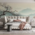 Misty Mountain Ink Wash Mural Wallpaper — Minimalist Zen Landscape Mural Wallpaper - pure wallpaper artwork
